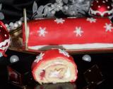 Bûche de Noël chocolat blanc framboise