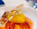 Nage d'oranges sanguines, sorbet fenouil safran