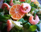 Salade aux crevettes et aux agrumes