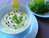 Crème de roquefort et mousse de poire