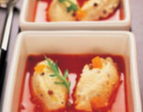 Quenelles de Crottin de Chavignol à l'eau de tomates