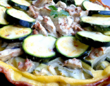 Tarte poulet roquefort courgettes