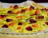 Tarte au chou-fleur, tomate et magret de canard fumé