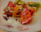 Tomates au lait de parmesan, balsamique et herbes et herbes du jardin