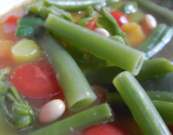 Soupe de légumes, haricots au beurre