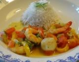 Curry de gambas et noix de saint-jacques