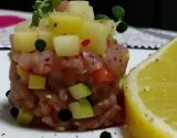 Tartare de thon rouge, pommes granny smith graine de pavot et citron confit