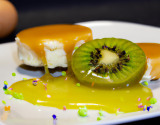 Chiboust caramélisé au kiwi et crème anglaise safranée