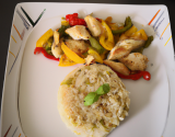 Emincé de poulet au riz et légumes d'été