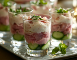 Verrine mousseline de jambon et concombres