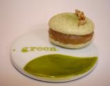 Macraon Green Zen : thé vert Matcha, marron et orange