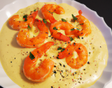 Gambas à la crème de poivron