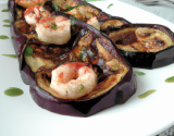 Aubergines grillées aux scampis