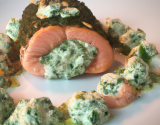 Saumon farci au fromage frais et au pesto