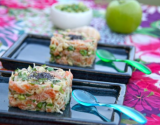 Tartare de saumon et pomme au wasabi et gingembre