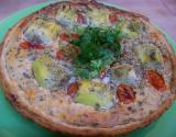 Quiche light au thon, tomates cerise et cœurs d'artichaut, origan et piment d'Espelette