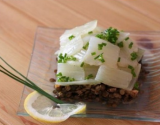 Salade de blettes et de lentilles, vinaigrette citronnée à la ciboulette