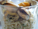 Verrine moules, boulghour et gelée crémeuse