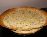 Quiche au saumon et crevettes sur pâte brisée