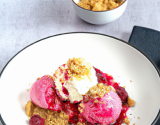 Crumble framboises et glace nougat