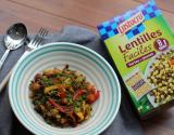 Wok de lentilles et légumes croquants