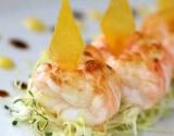 Les langoustines de petite pêche servies en salade, vinaigrette acidulée à la mangue