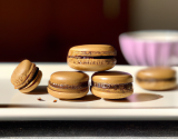 Macaron chocolat, ganache au thé earlgrey