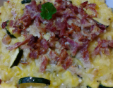 Gratin de riz, courgettes et lardons