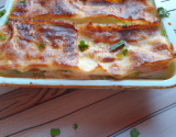 Lasagnes aux poireaux et au lard fumé