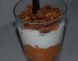 Verrine de compotée poire/potiron vanillée, poire séchée et crumble de speculoos