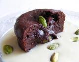 Moelleux au chocolat cœur truffé à la pistache et leur crème anglaise au café