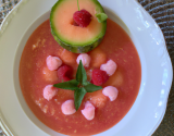 Gaspacho de melon aux framboises