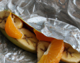 Banane en papillote, orange et gingembre