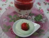 Fraises et lait d'amandes avec sa mousse de menthe