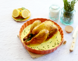 Poulet rôti, sauce au citron et au curcuma