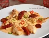 Aiguillettes de poulet, sauce crémeuse au chorizo