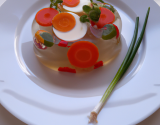 Aspic d'œuf de caille aux légumes