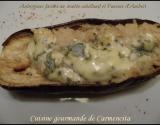 Savoureuses aubergines farcies au risotto de cabillaud et Fourme d'Ambert