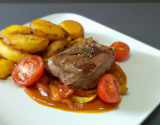 Filet mignon de chevreuil auce tomate et patates