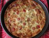 Quiche sans base au thon, fromage, tomates et olives