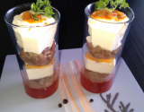 Verrine croustillante de boudin blanc et fromage de langres