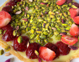 Tarte aux fraises, pistaches et citron confits