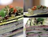 Petite terrine de courgette, jambon blanc et crème de mascarpone à la coriandre et aux graines de tournesol