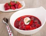 Soupe à la rhubarbe et fraises