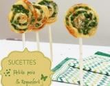 Sucettes de petits pois et Roquefort papillon