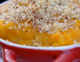 Gratins de pommes de terre et courge butternut aux agrumes et chapelure de noisettes