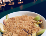 Crumble à la bergamote et soja poire-amande