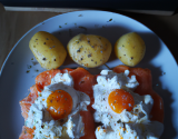 Pommes de terre au Cottage Cheese et aux œufs de saumon