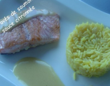 Filets de saumon sauce citronnée et son riz safrané