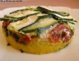 Polenta au pistou, tomates séchées et aux courgettes